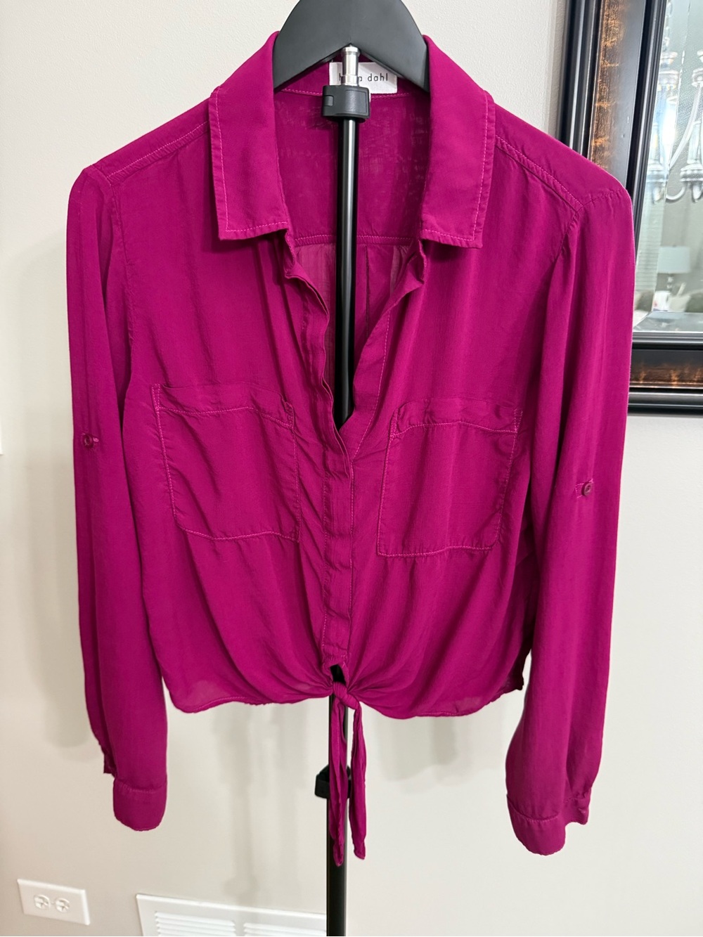 Bella Dahl Tie-Front Button-Down Shirt in Magenta